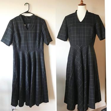 Vintage women’s black tartan Pendleton wool dress Medium 