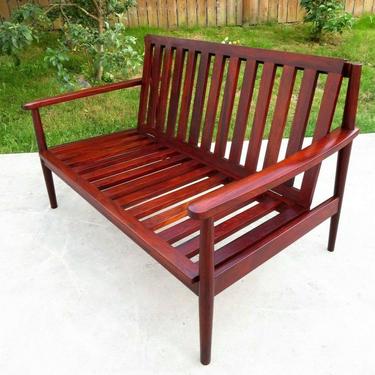 MID CENTURY SOLID ROSEWOOD BENCH by M. HAYAT &amp; BROS Lounge Chair Sofa Danish VTG