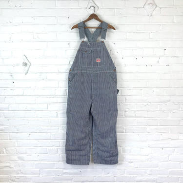 Size 38x25 Vintage Men’s 1950s Montgomery Ward Pioneer Brand Hickory Stripe Overalls 