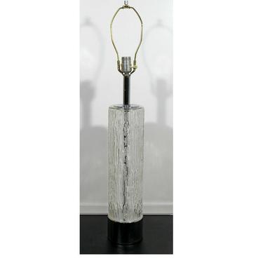 Mid Century Modern Clear Murano Style Glass Table Lamp Chrome Base Italian 1970s 