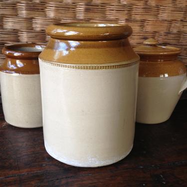 English Cream Stoneware Jar, Utensil Holder, Paint Brush, Crock Pot,  Kitchenalia 
