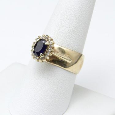 Vintage 14k Gold Tessler & Weiss 1 Ct Oval Sapphire Diamond Engagement Wedding Ring 8.75 