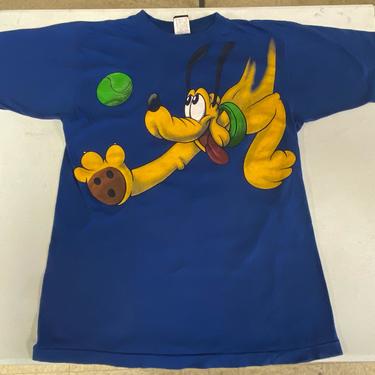 Vtg Mickey Unlimited Pluto with Tennis ball Double Sided Medium T-shirt
