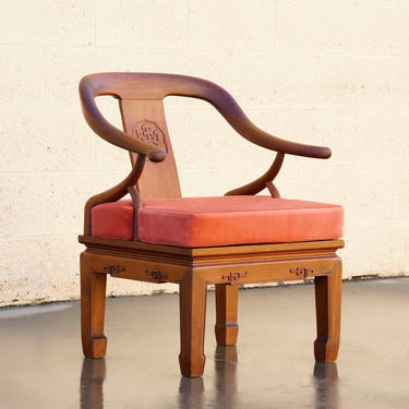 James Mont Style Ming Horseshoe Chair, Vintage 1970s