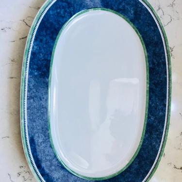 Vintage Villeroy &amp; Boch Pattern Blue Green White Switch Oval Platter by LeChalet