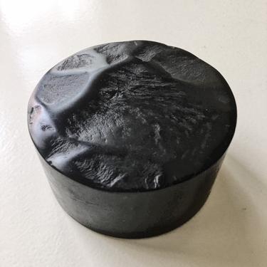 Black Stone Art Object Vintage Mid Century Sculpture Marble Paperweight 