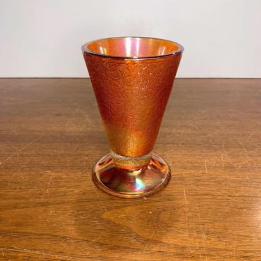 Vintage Jeannette Glass Crackle Tumbler Marigold Carnival Glass 