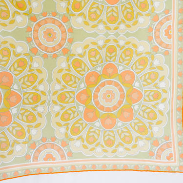 Vera | 1960s Orange Nylon Flower Scarf | 60s Orange Op Art Floral Chiffon Scarf | Scarves by Vera 