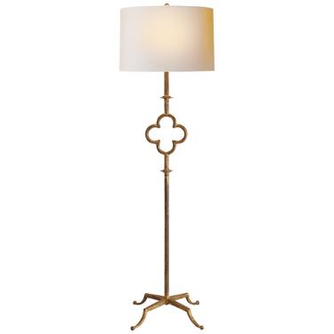 PAIR PRICED SEPARETLY SUZANNE KASLER QUATREFOIL FLOOR LAMPS WITH EDGAR REEVES LAMP SHADES