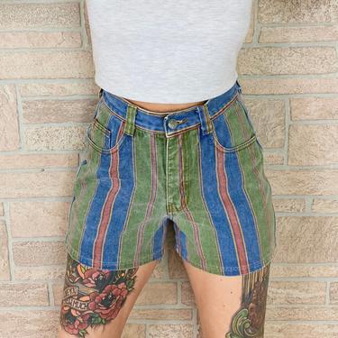 Get Used Vintage 90's Striped Jean Shorts / Size 25 26 