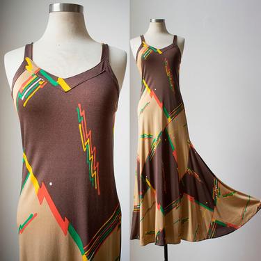 Vintage 1970s Diane Von Furstenberg Gown / Vintage DVF Gown / 1970s Abstract Gown / Formal Gown / 70s Designer Evening Gown 