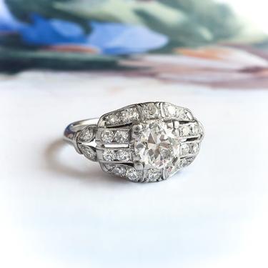 Art Deco Old Cut Diamond Engagement Anniversary Ring Platinum 