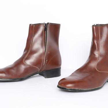 MEN'S size 10.5 CHELSEA leather boots 70s 80s zipper beatle boots 