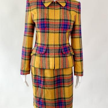 Yellow 90's Wool Plaid 2pc Suit