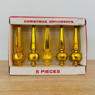 Vintage Gold Jewelbrite Christmas Ornaments by Decor  - Set of 5 