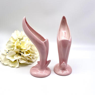 Vintage Pink Vase Pair 