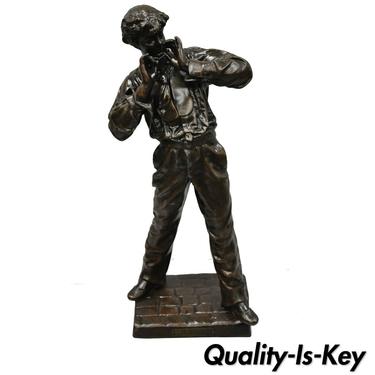 Le Fumeur French Spelter Statue Sculpture of Young Man Smoking by Charles Masse