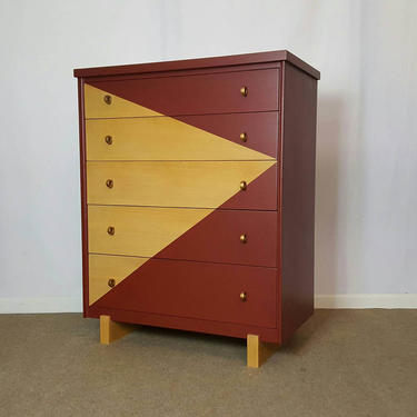 Arty Mid Century Modern Chest of Drawers / Tall Dresser / Bureau by Unique