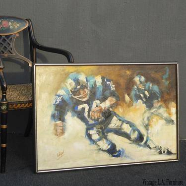 Oil Canvas Football Player Merlin Olsen #74 Painting Picture by F.E. Weigel 1969 
