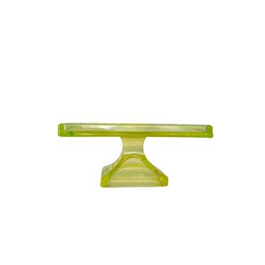 Electric Green Vaseline Glass Clarks Teaberry Gum Display Pedestal 