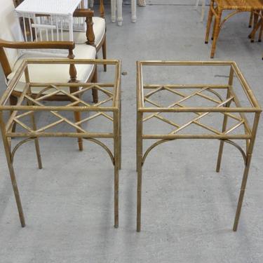 Faux Bamboo Chippendale Metal Side Tables