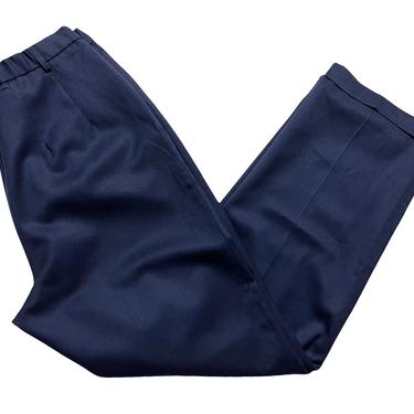 Vintage 1980s/1990s Women's PENDLETON Wool Gabardine Pants ~ 27 to 28 Waist ~ High Waisted ~ Navy Blue 