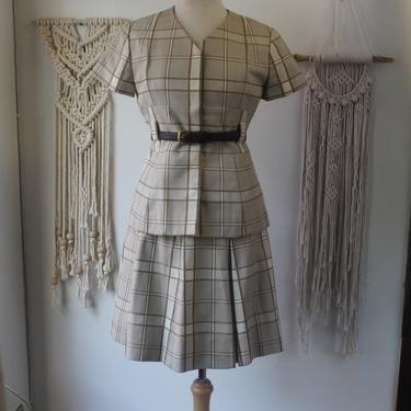 Vintage 1950s 1960s Plaid Checked Blazer Skirt Suit Set Keepers Vintage 