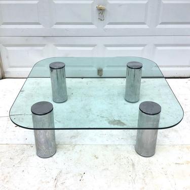Mid-Century Chrome and Glass Coffee Table attributed to Pace Collection 