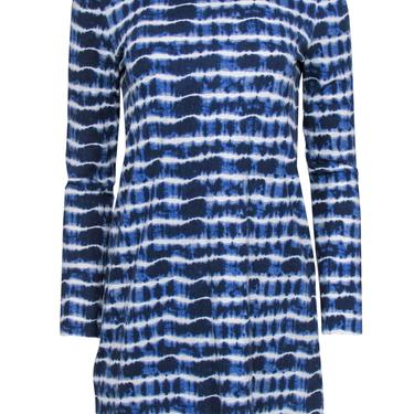 Tory Burch - White & Blue Tie-Dye Cotton Shift Dress Sz M