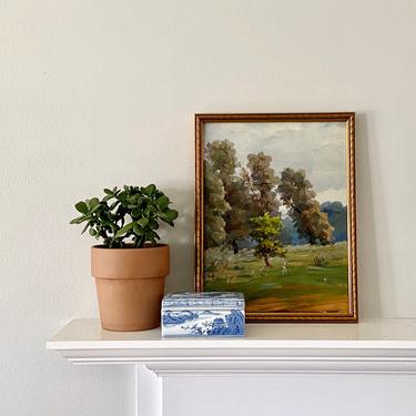 Vintage Landscape Oil Painting En Plein Forest Country Scene 