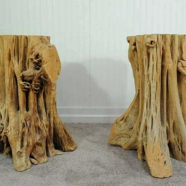 2 Cypress Tree Root Trunk Driftwood Dining Table Desk Double Pedestal Bases
