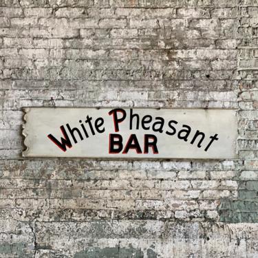 Vintage Hand-Painted White Pheasant Bar Double Sided Trade Sign 