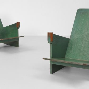 Constructivist Green Lounge Chairs by Hosts &amp; Maes