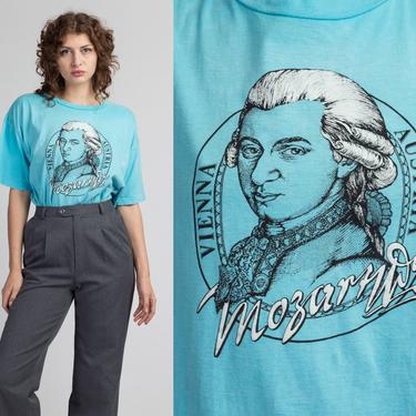 90s Vienna Austria Mozart T Shirt - Men's XL | Vintage Blue Classical Music Graphic Tourist Tee 