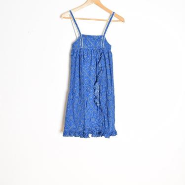 vintage 70s girls children's dress blue bandana print hippie sun dress 10 clothing 