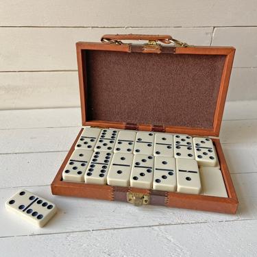 Vintage 1960's Domino Set, 32 Pieces, Leather Case | Domino Play Set, Midcentury Games, Kids Toys, Domino Games, Game Collector 