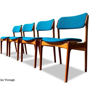 Set of 4 Erik Buch for O.D. Møbler Danish Teak Dining Chairs, Circa 1960s - *Please see notes on shipping before you purchase. 