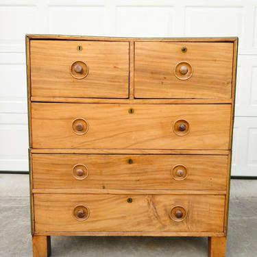 Antique C.1850s COLONIAL CAMPAIGN CAMPHORWOOD STACKING CHEST OF DRAWERS Dresser