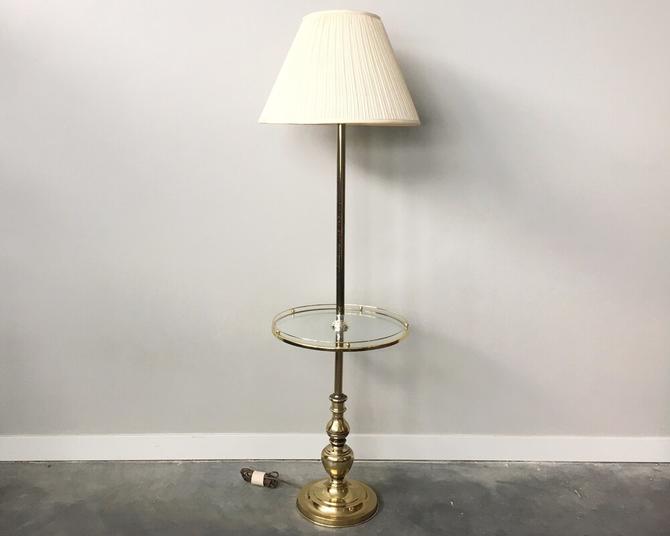 Vintage Mid Century Stiffel Style Brass, Stiffel Floor Lamp With Glass Table