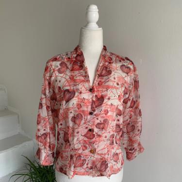 Late 1940s Nylon Blouse by IRENE ORIGINALS 42 Bust Vintage 