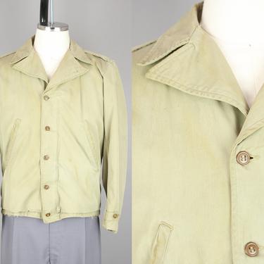 1940s M41 Field Jacket · Vintage 40s WWII Military Zip Front Jacket · Small / Medium 