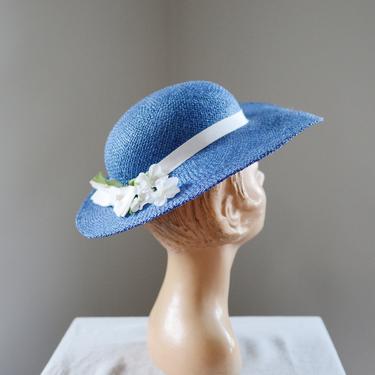 1980s Blue Liz Claiborne Sun Hat 