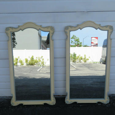 French Painted Pair of Wall Bathroom Vanity Mirrors 1383