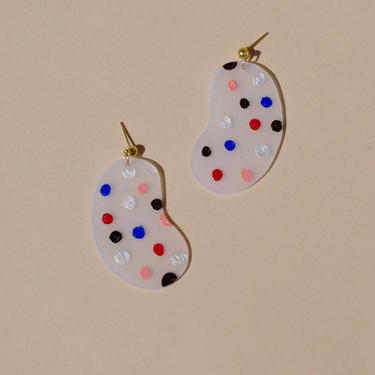 Abstract Painted Translucent Polymer Clay Statement Earrings 