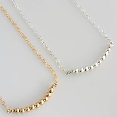 Gold Beaded Bar Necklace, Delicate Gold Layering Necklace, Silver Layering Necklace, Everyday Necklace, Gift for Her, LEILAJewelryshop, N277 