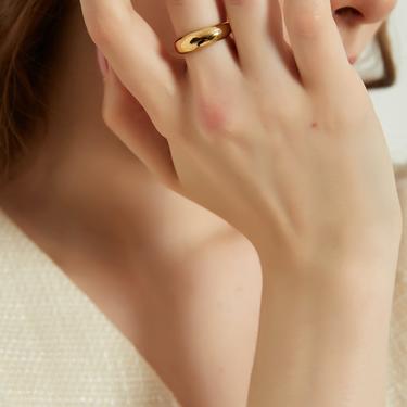 Jordyn gold Dome Ring, gold Stackable Ring, Gold Thick Band Ring, Gold Chunky Ring, gold Bold Ring, gold thick ring, gold round dome ring 
