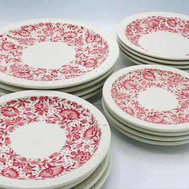 Rare 16 Pc Vintage  SVC for Four Roxbury Carefree True China by Syracuse &amp;quot;MAYFLOWER&amp;quot;  Econo Rim Dinner Plates, Bowls, Bread and Salad Plates 