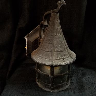 Tudor Cast Aluminum Porch Light with Obscured Glass Shade