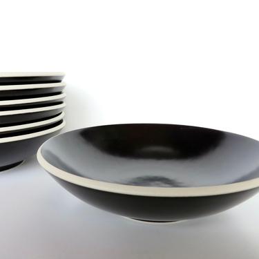 Set Of 2 Sasaki Colorstone Soup Bowls in Matte Black, 7&quot; Modernist Massimo Vignelli Salad Bowls - 4 Sets Available 
