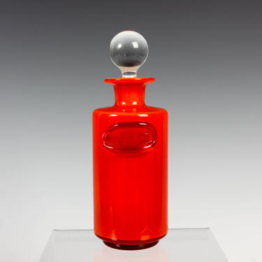 Holmegaard Palet Spice Jar - Denmark - Michael Bang - Orange Red Flame - Stopper - 6 inches (15cm) 